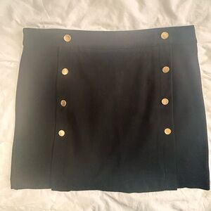 Rachel Zoe Black Pencil Skirt with Gold Buttons